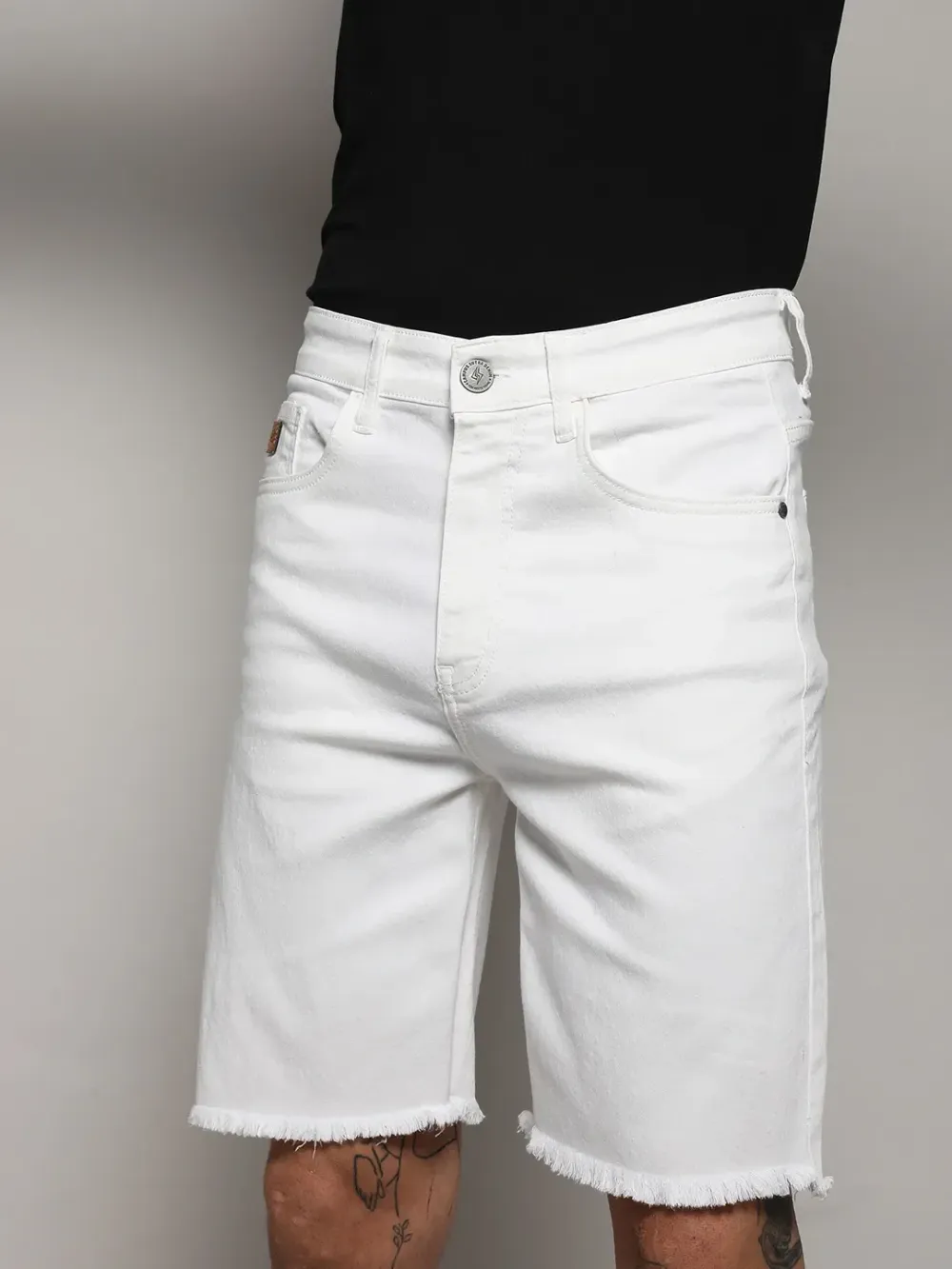 White Casual Style Denim Shorts