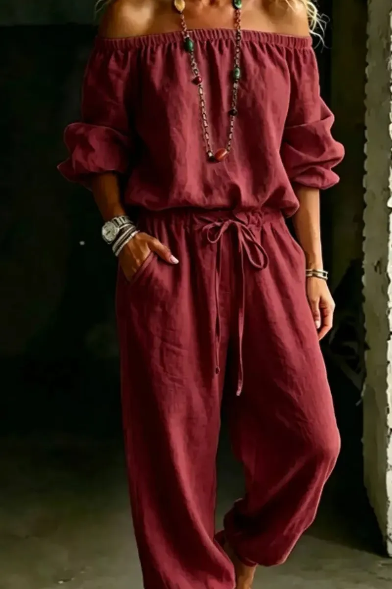 Off-shoulder Top And Pants Set