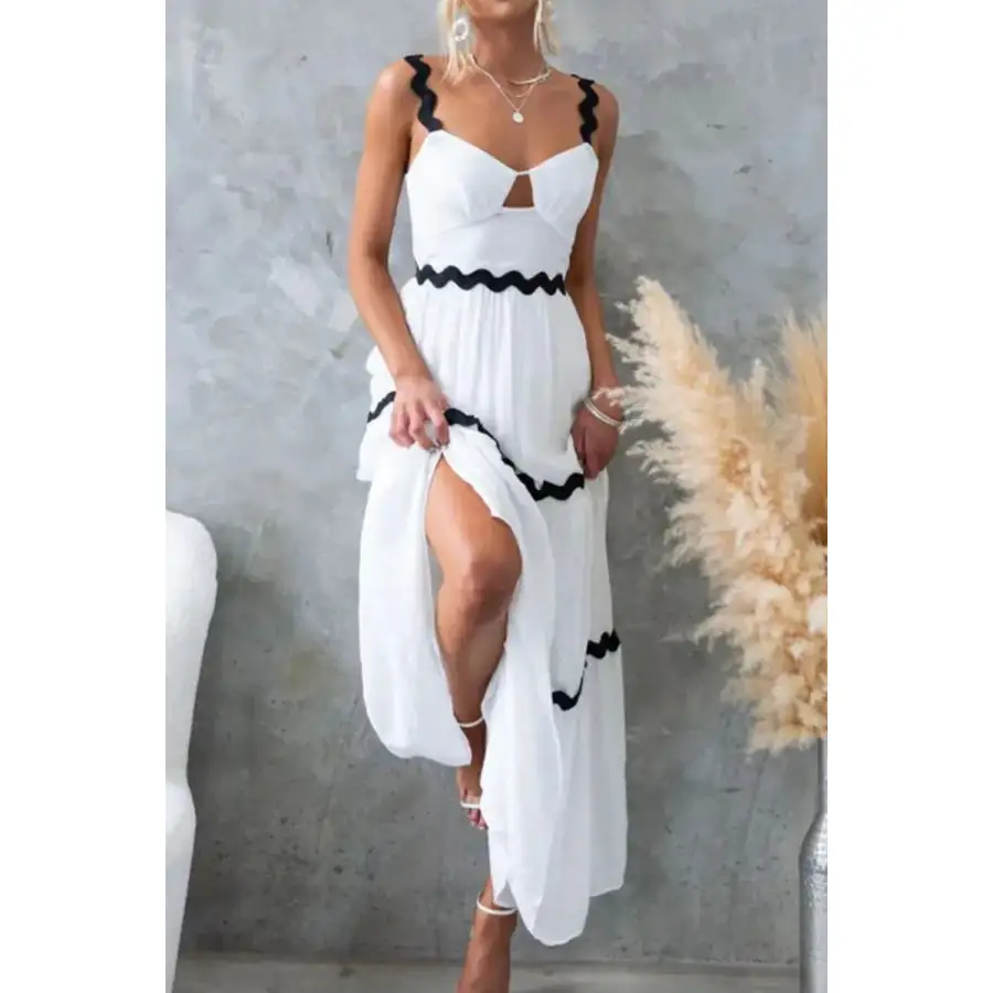 Tiered Maxi Dress with Scalloped Trim