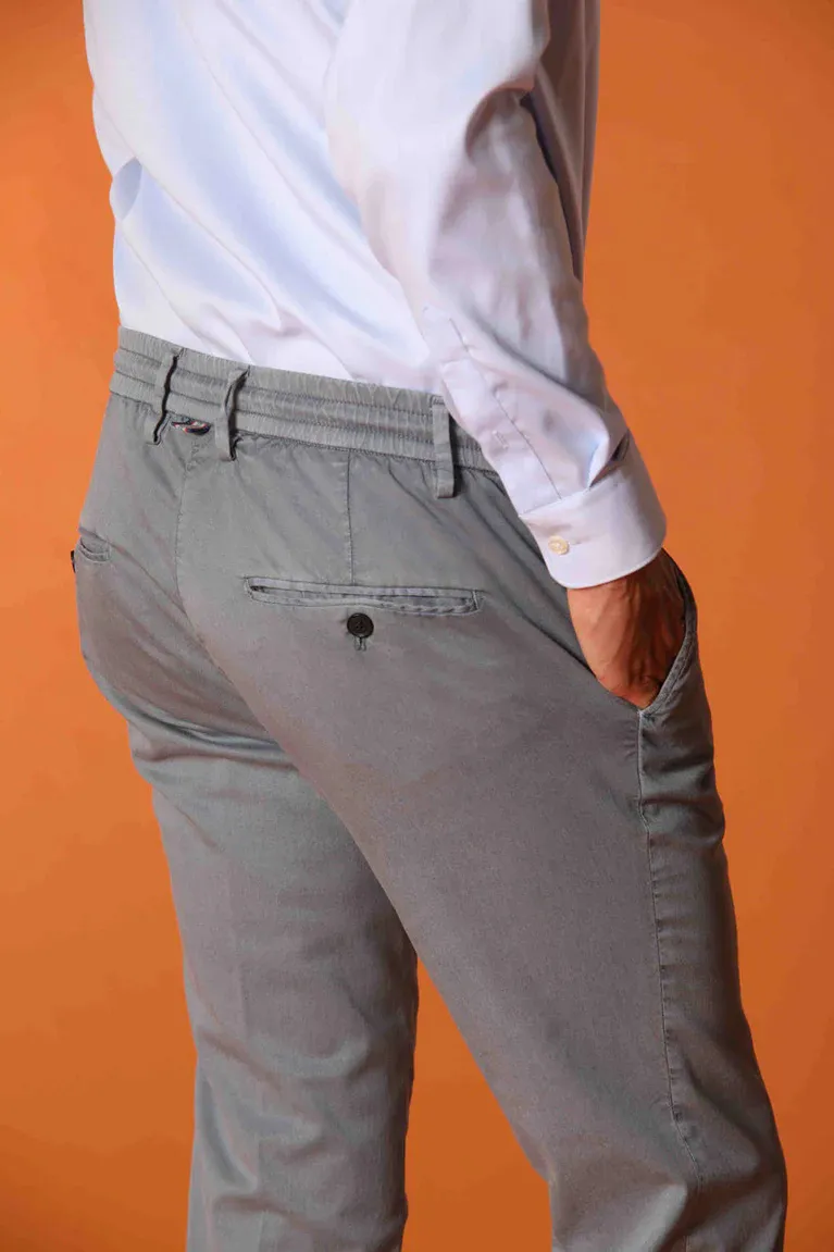 Men's Air Force Blue Twill Elastic Waist Slim Fit Trousers