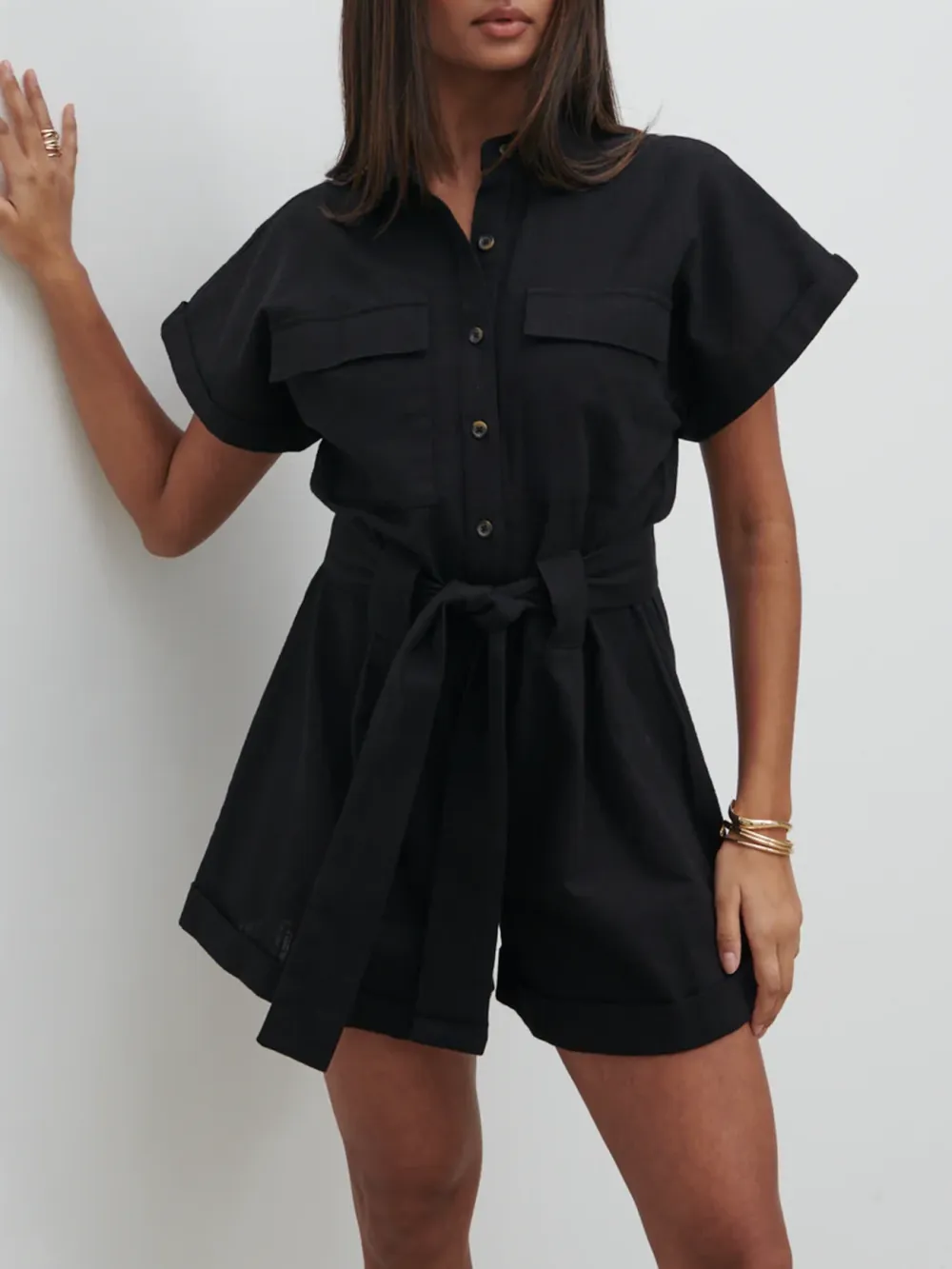 Button Front Utility Playsuit
