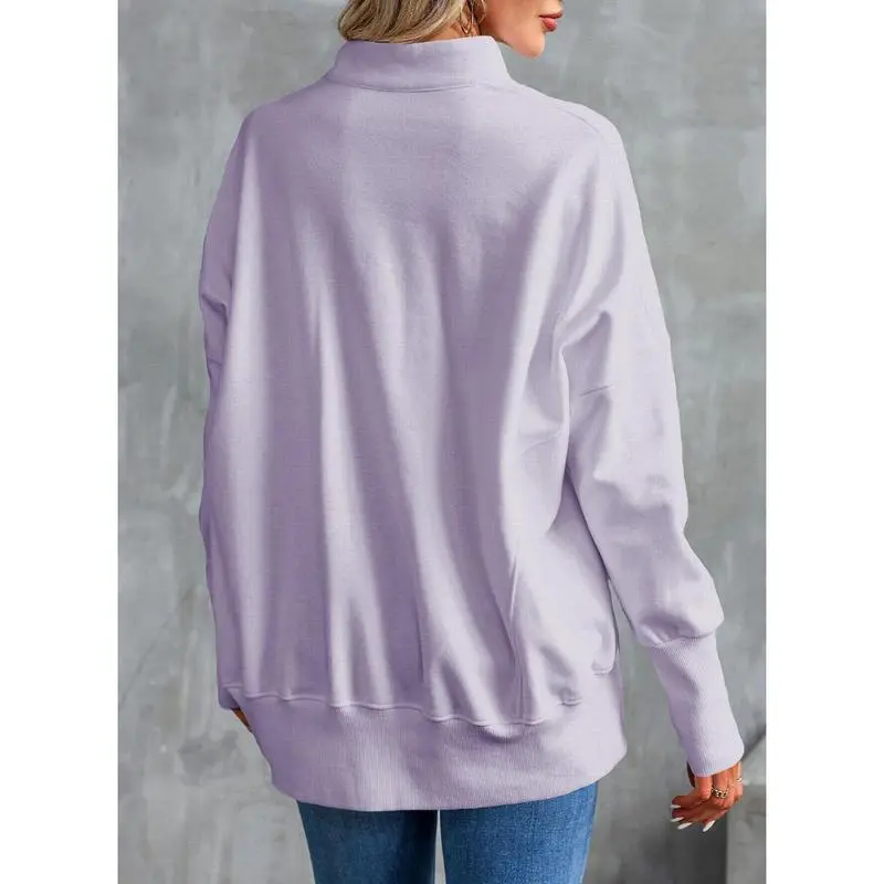 Women's Casual Oversized Half Zip Sweatshirts Long Sleeve