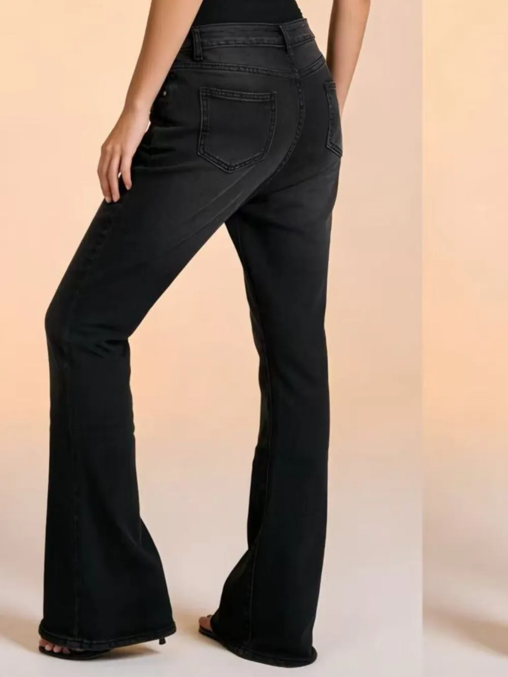 Smooth High Waist Flare Leg Denim Jeans