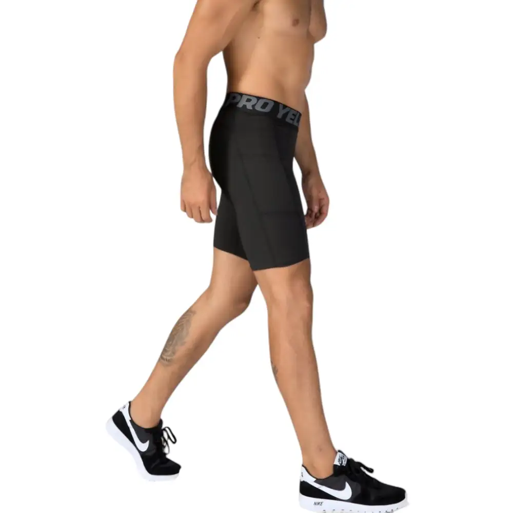 Elastic-Waist Wide-Waistband Compression Stretch Men's Athletic Shorts