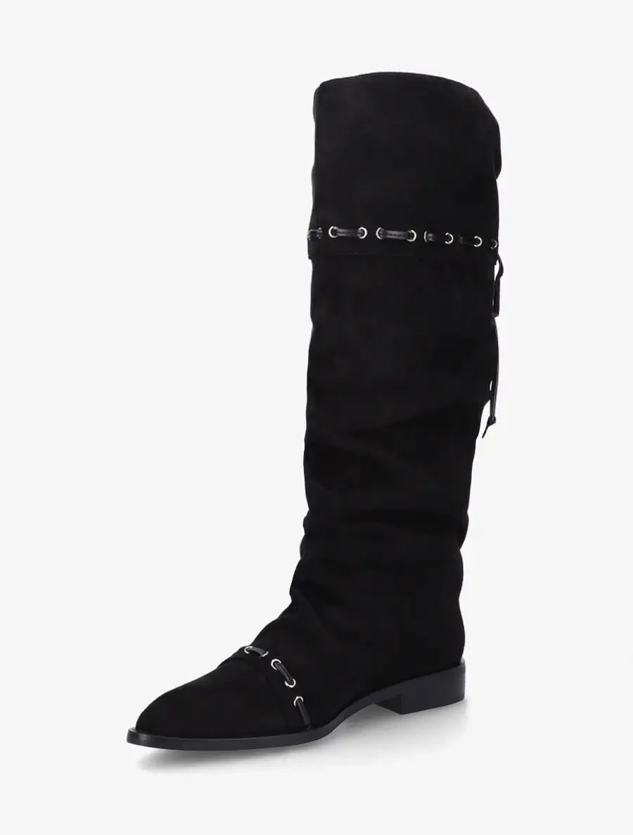 Classic Everyday Block Heel Faux Suede Knee High Boots