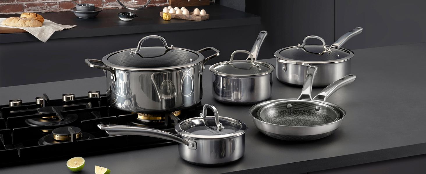 Hybrid stainless steel cookware set