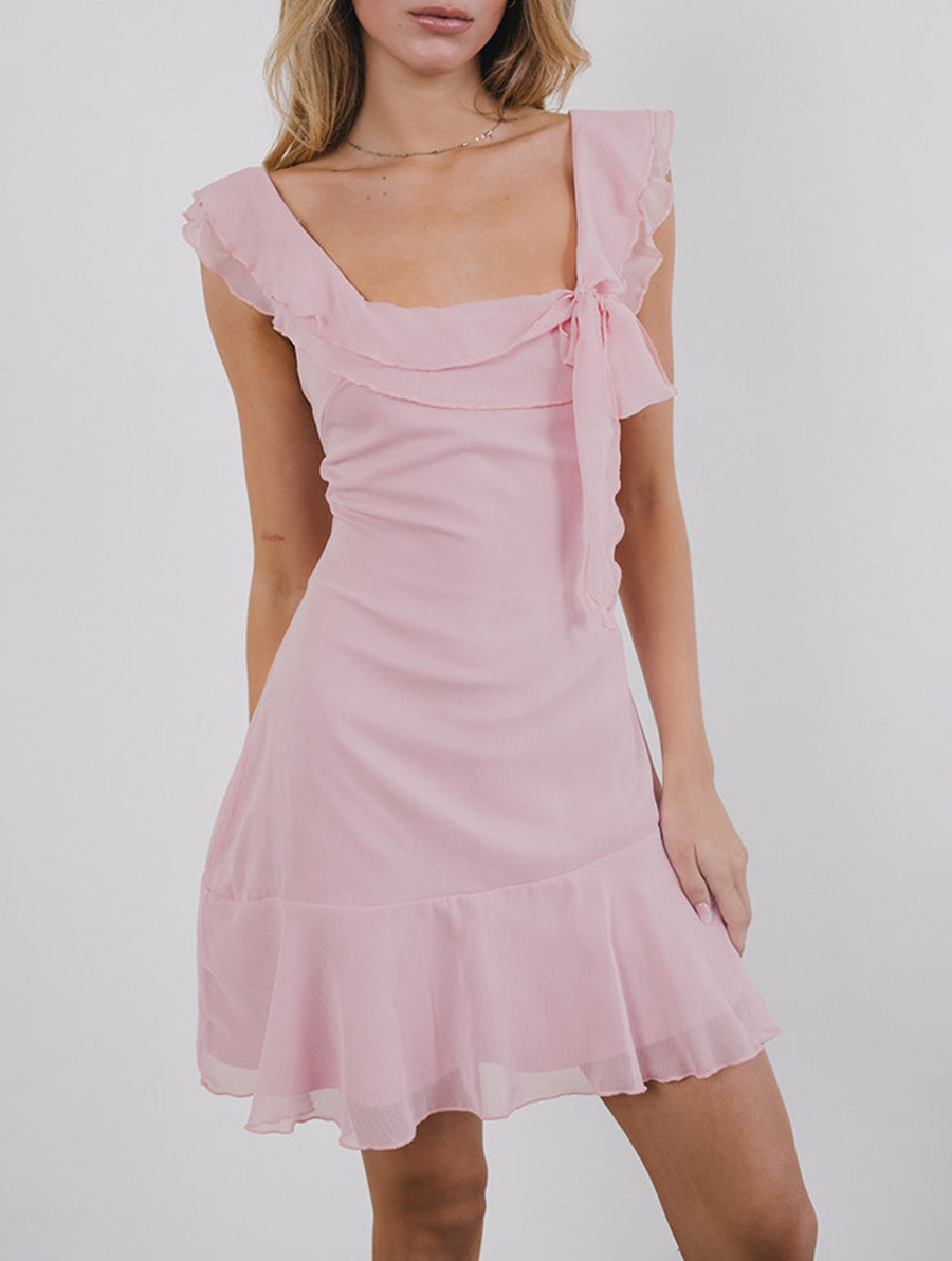 Mini Dress In Chiffon Peony