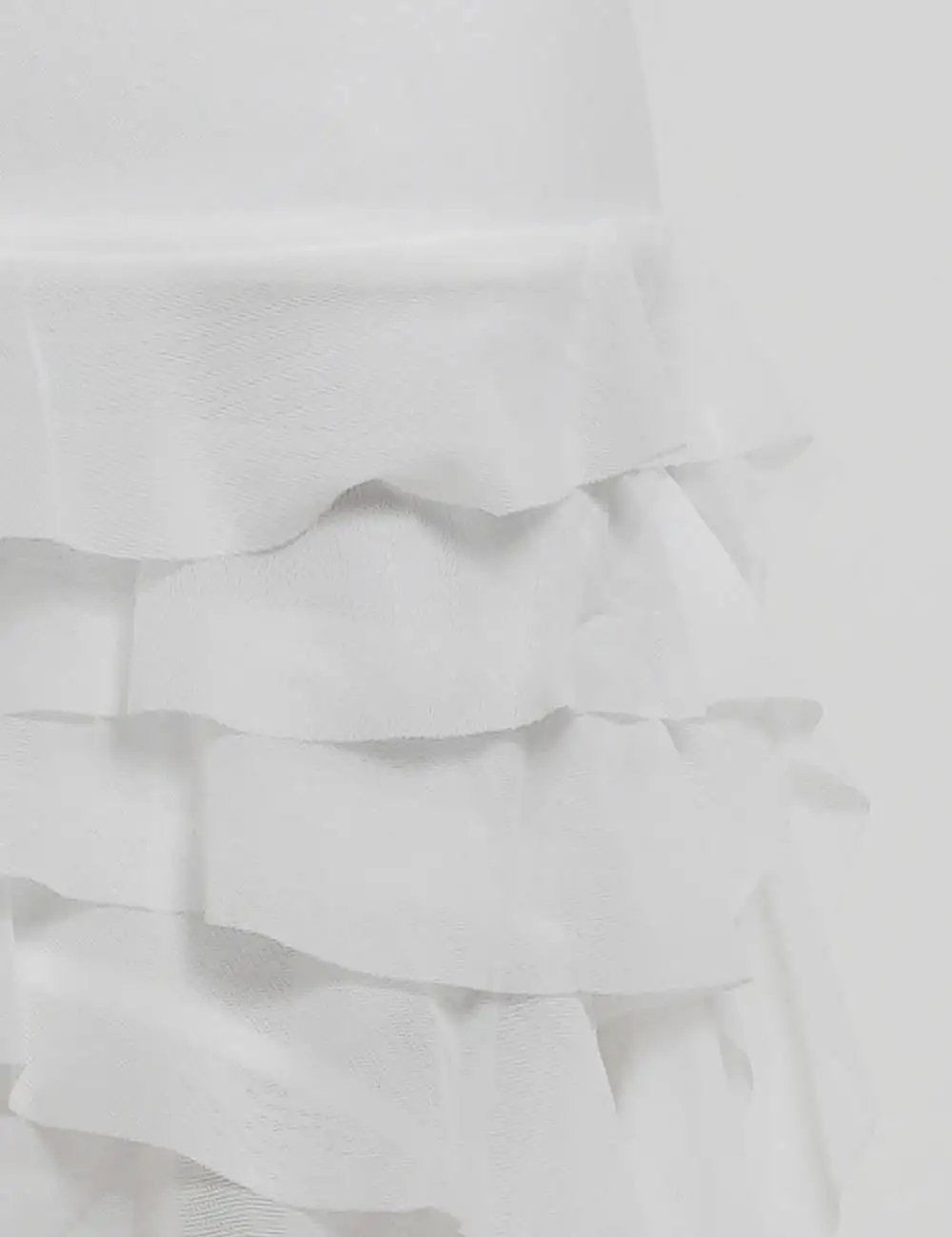Tiered Ruffle Elastic Waist Irregular Mesh Mini Skirt