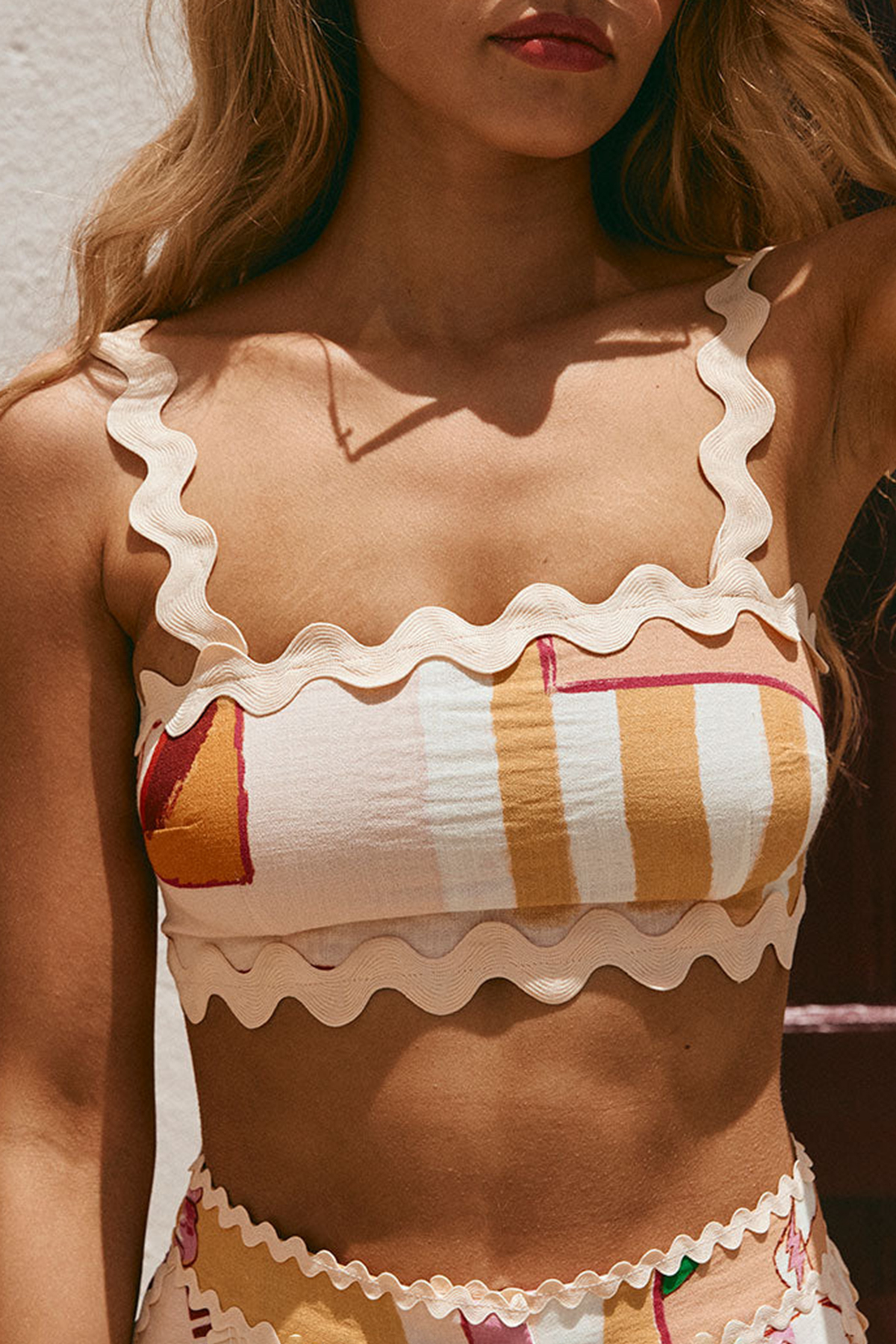 Scalloped Edge Striped Bralette