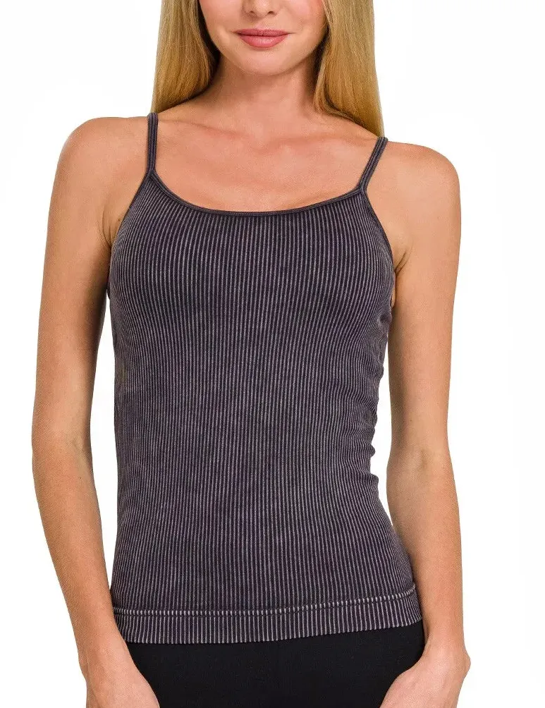 Spaghetti-Strap Ribbed-Knit Tank Top