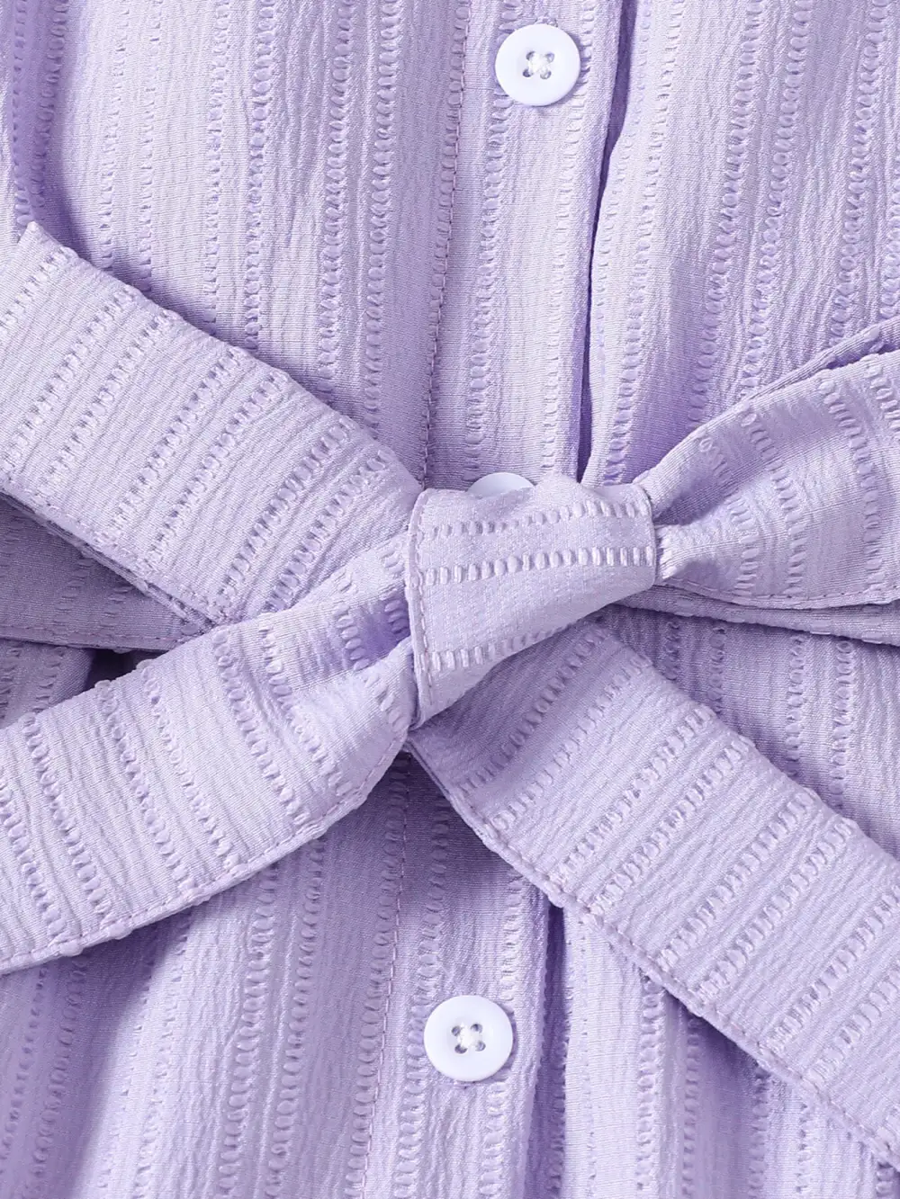Girls Ruffled Bow Long Sleeve Dress