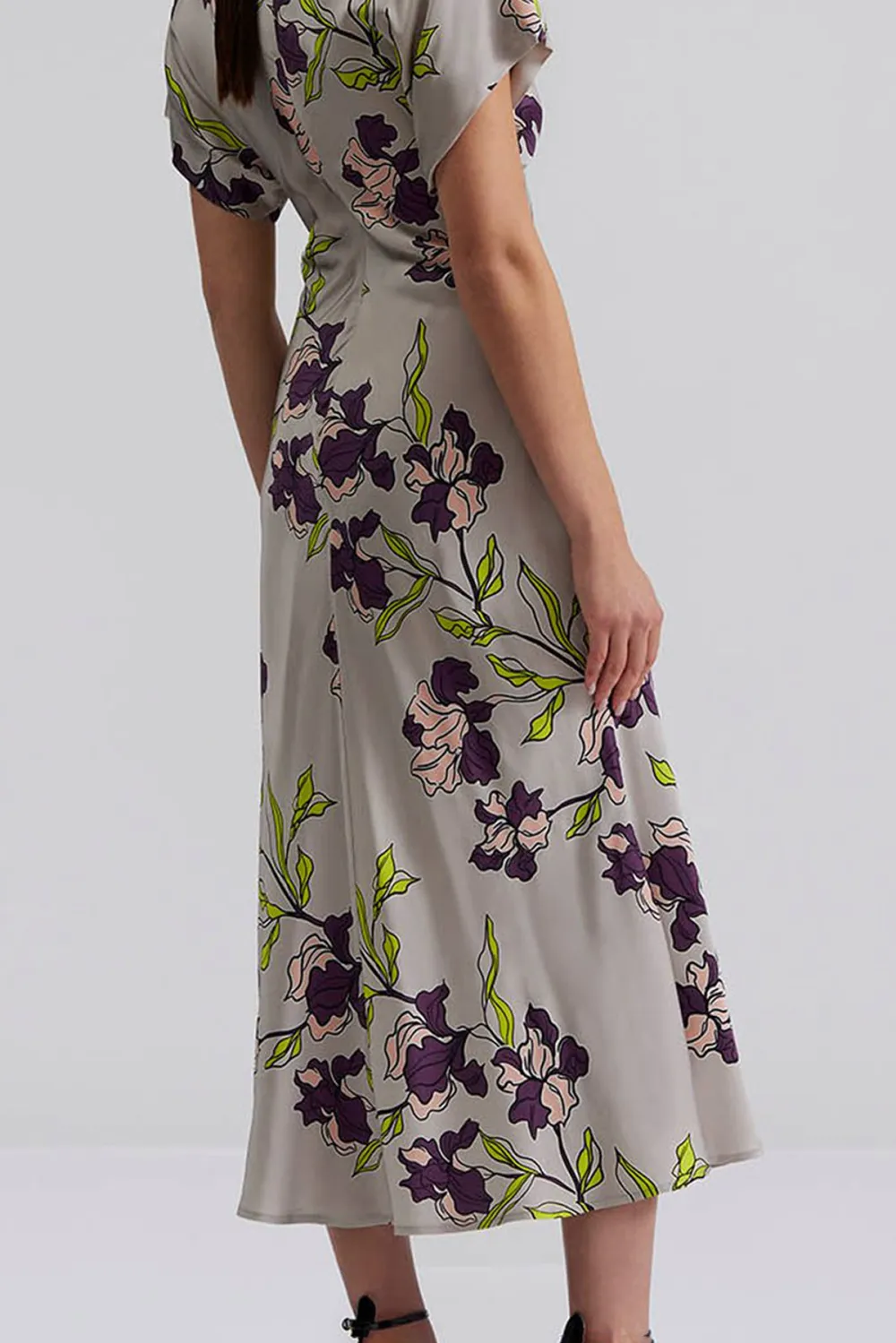 Floral Print Short Sleeve Midi Dress