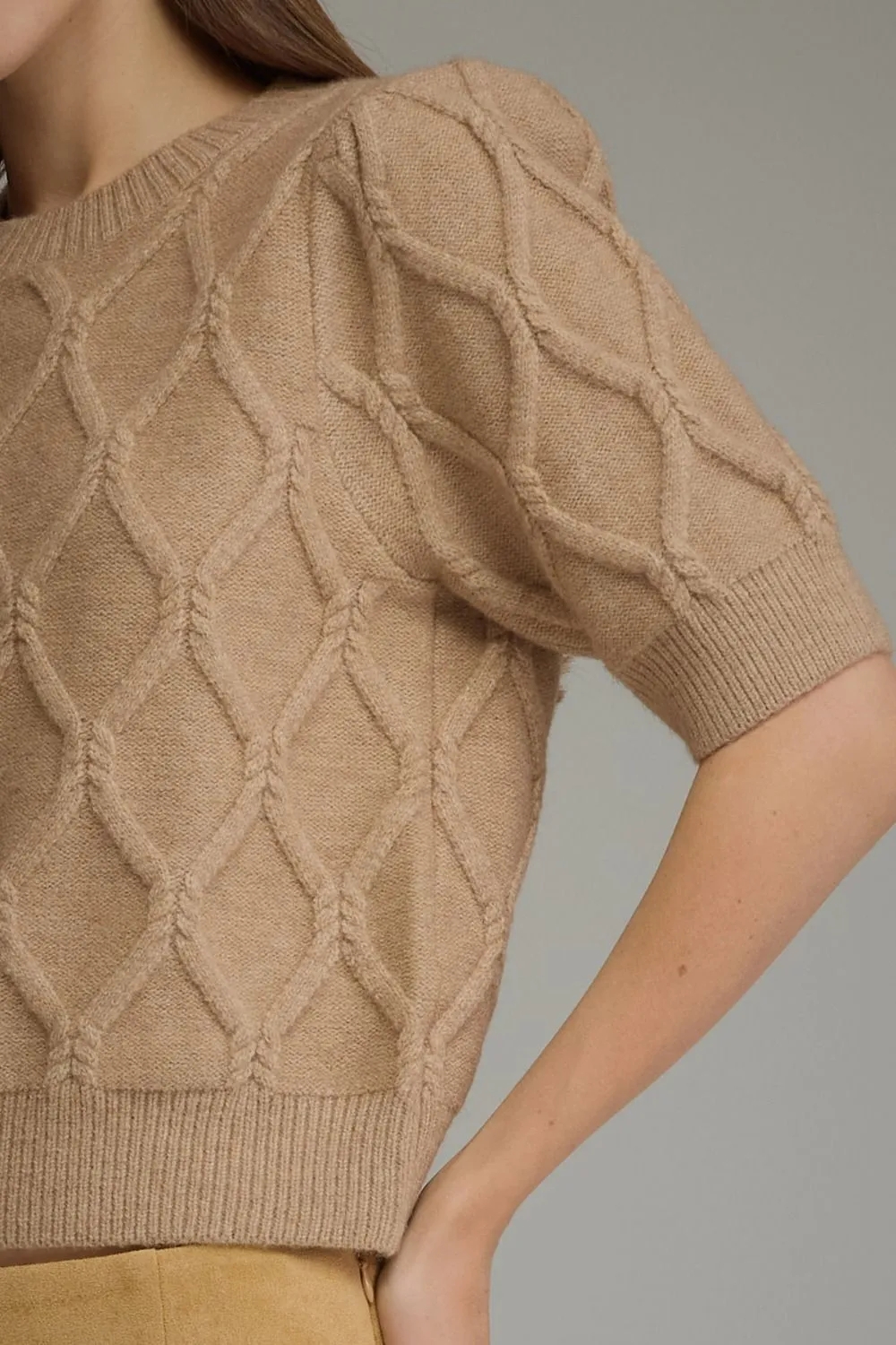 Puff Sleeve Cable Top
