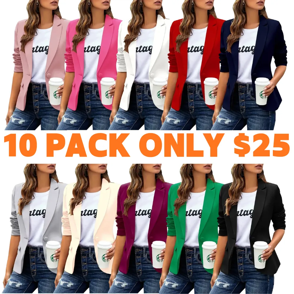 Women’s Slim Fit Office Blazer – Long Sleeve Lapel Jacket