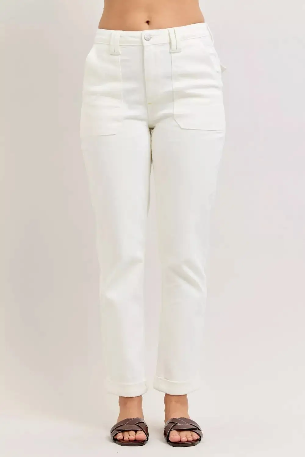High Waist Pocketed Denim Jeans