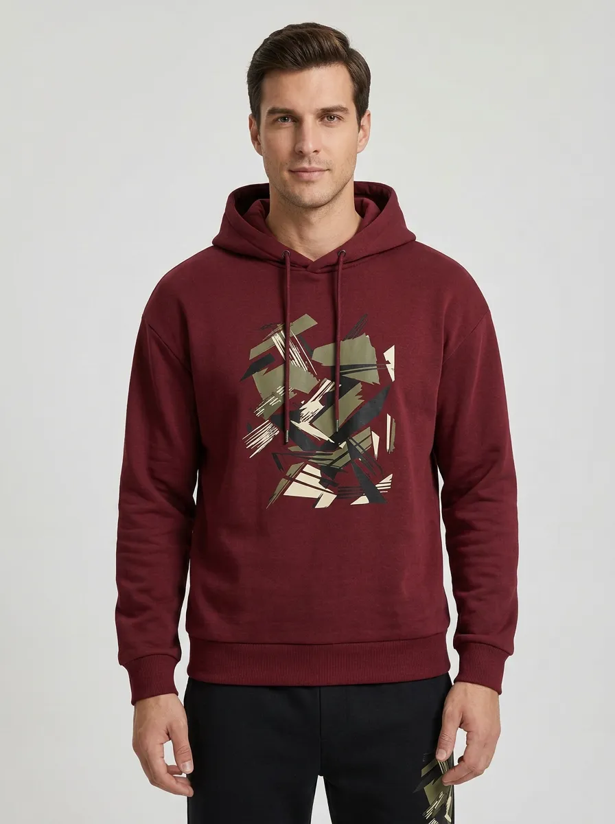Men's Casual Sportswear Abstract Geometric Printed Hoodie Jogger Set
