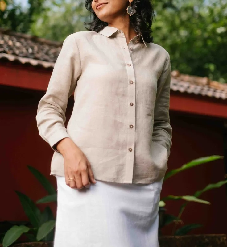Ginger Linen Button-Up Shirt