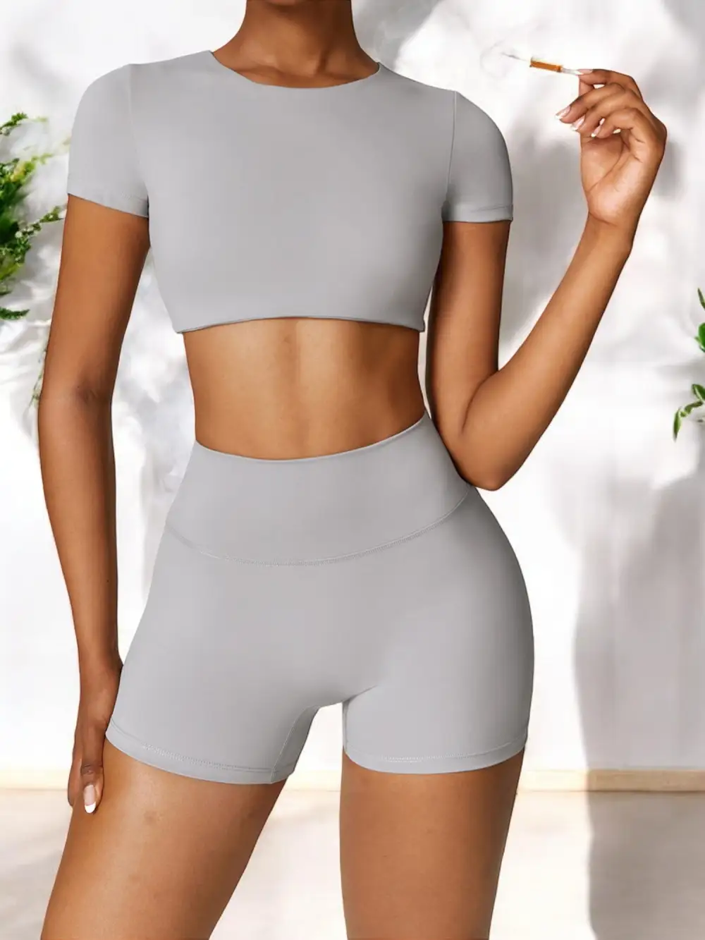 High-Waist Seamless Stretch Athletic Shorts
