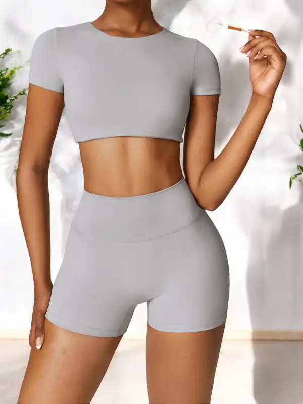High-Waist Seamless Stretch Athletic Shorts