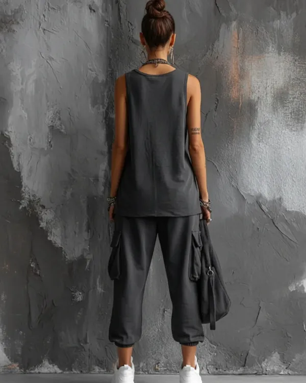Sleeveless Tank and Cropped Ankle Pants Set