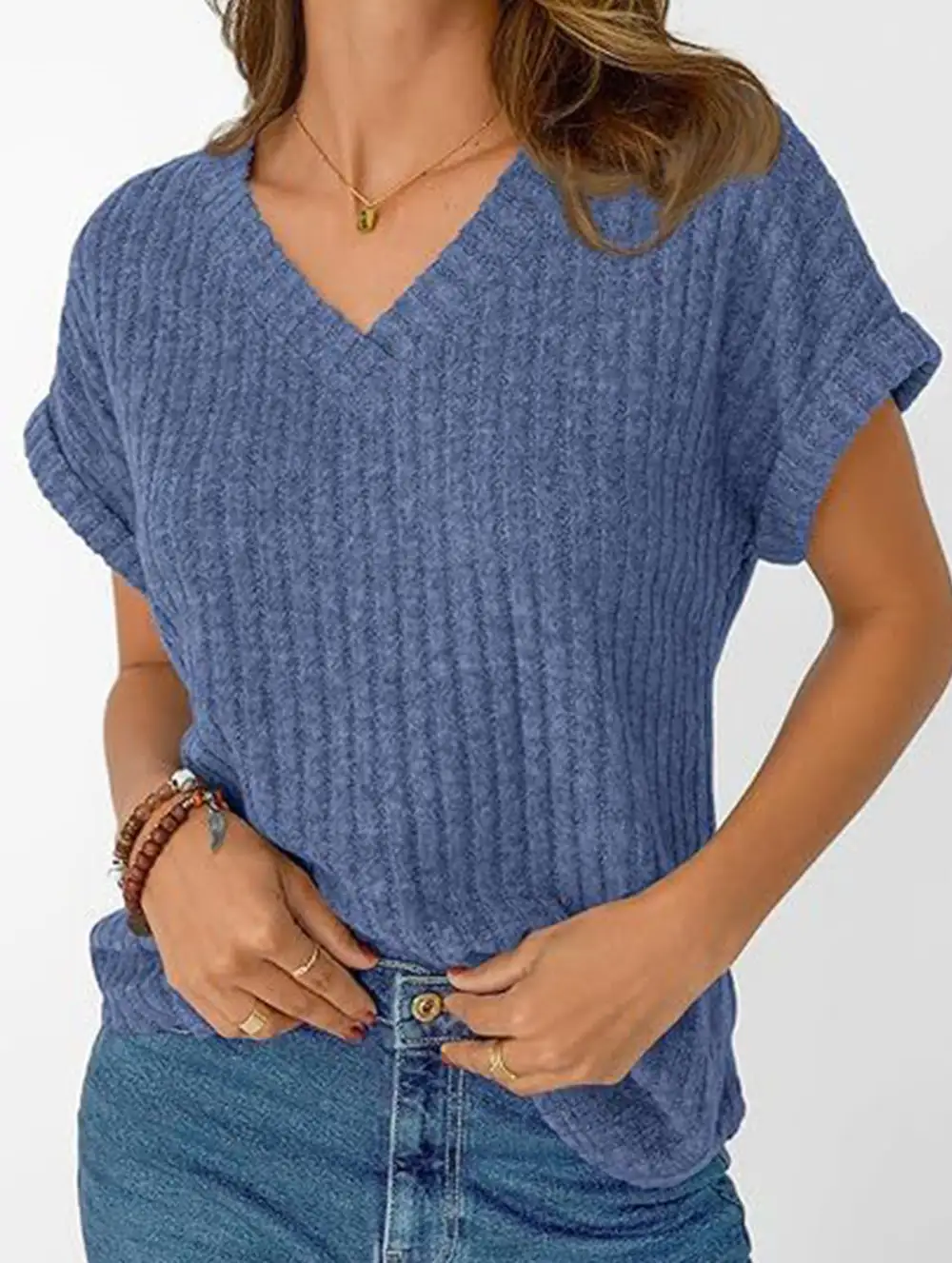 Draped V Neck Tee