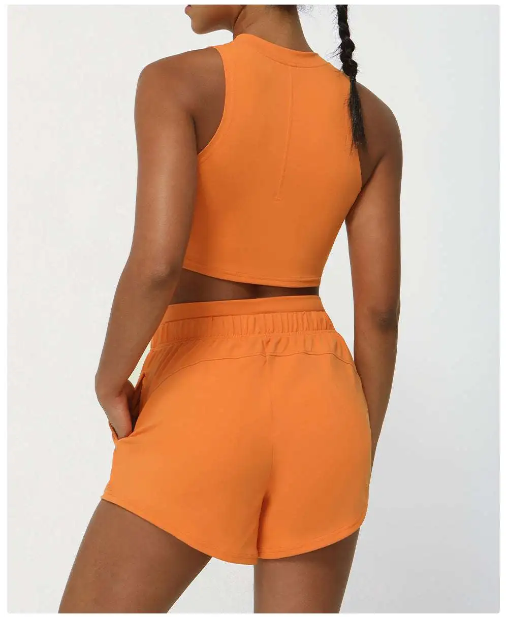 Quick-Dry Sleeveless Bra, Vest and Shorts Active Set