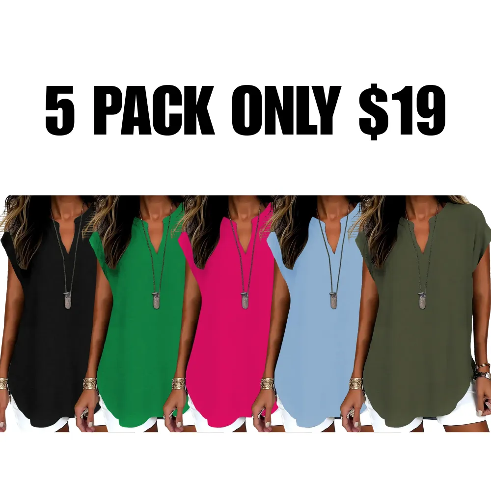 Women's Plain Notched Neck Fitted Blouse Shirts, Casual Classy Elegant Minimalist Basic Top