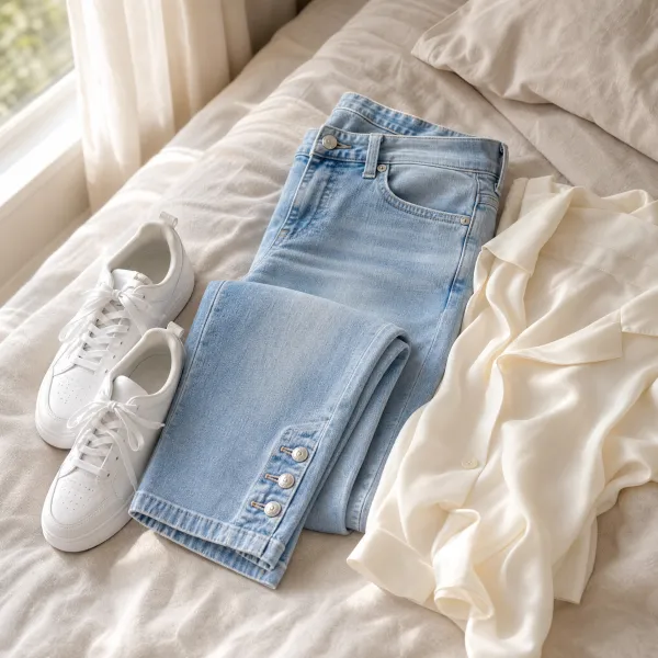 Washed Denim Capri Jeans