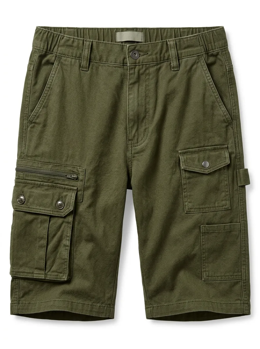 Men's Tactical Outdoor Olive Green Multi-Pocket Cargo Shorts