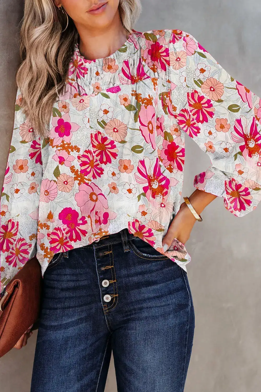 Everyday Round Neck Floral Blouse