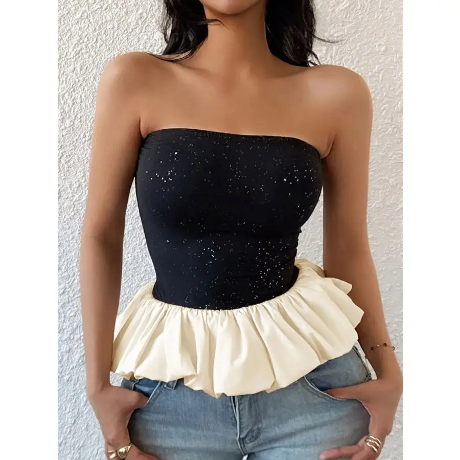 Ruffled Bubble Hem Tube Top