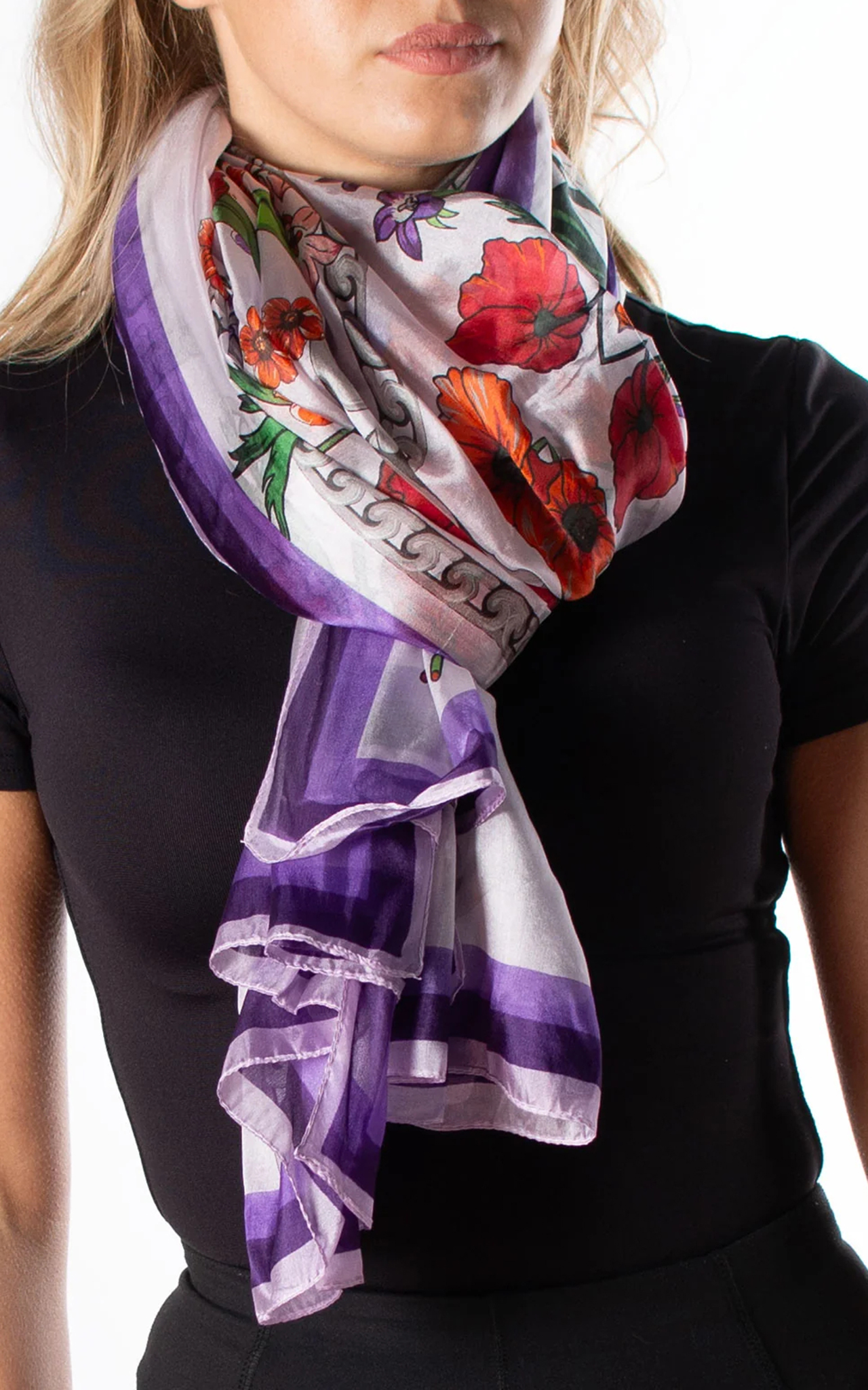 Elegant And High-Grade Purple Printed Women's Scarf