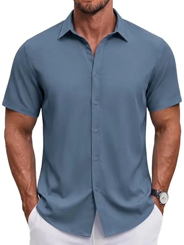 S Short Sleeve Casual Button-Down Shirt