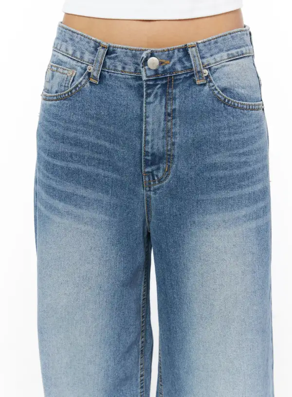 Washed Casual Wide Leg Jeans