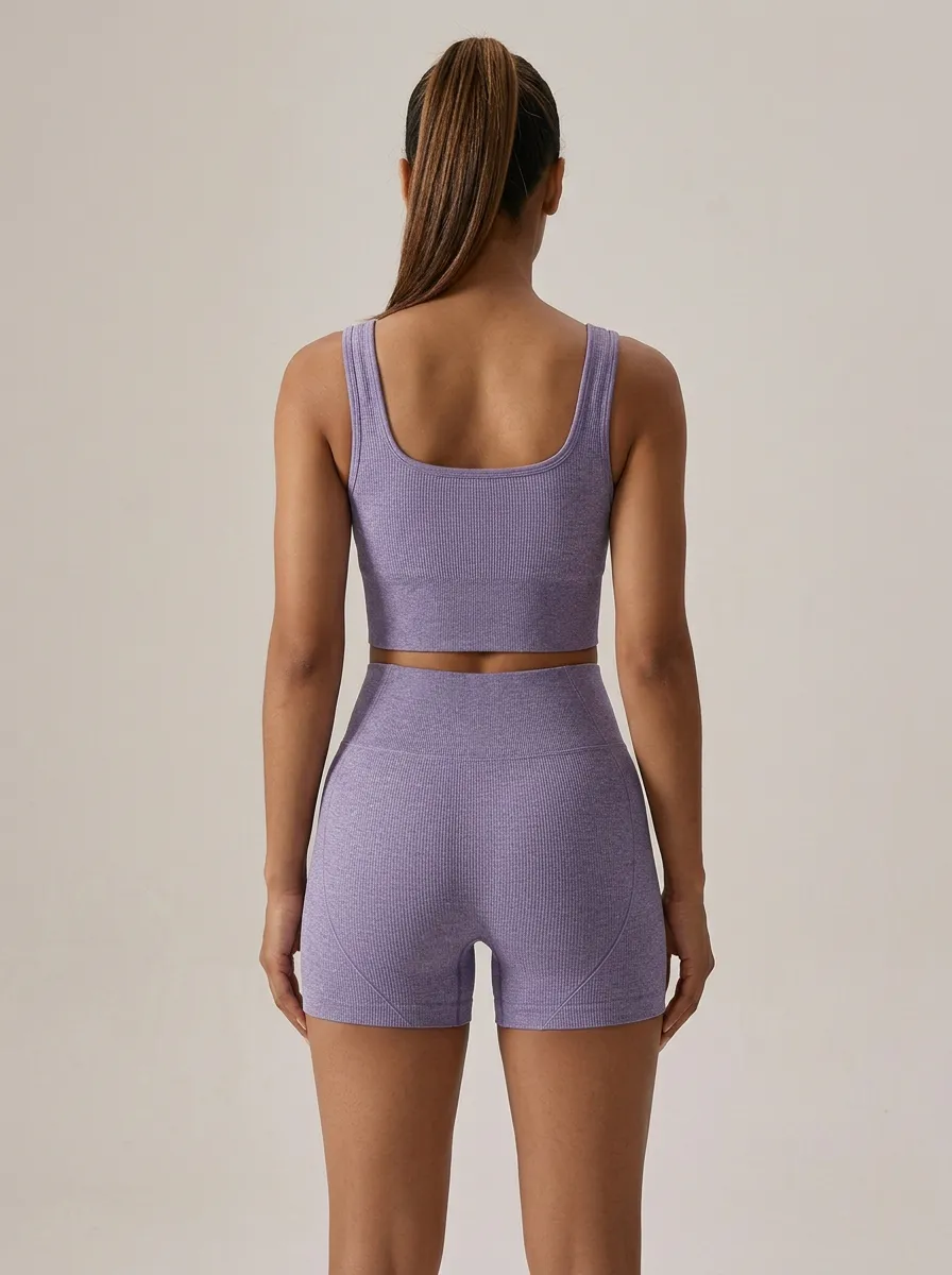 Women's Refined Ribbed Seamless Tank Tank and Shorts Active Set