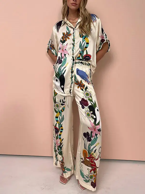 Half Sleeve Relaxed Tee And Pants Set