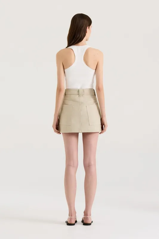 Light Khaki Wrap Detail Mini Skirt