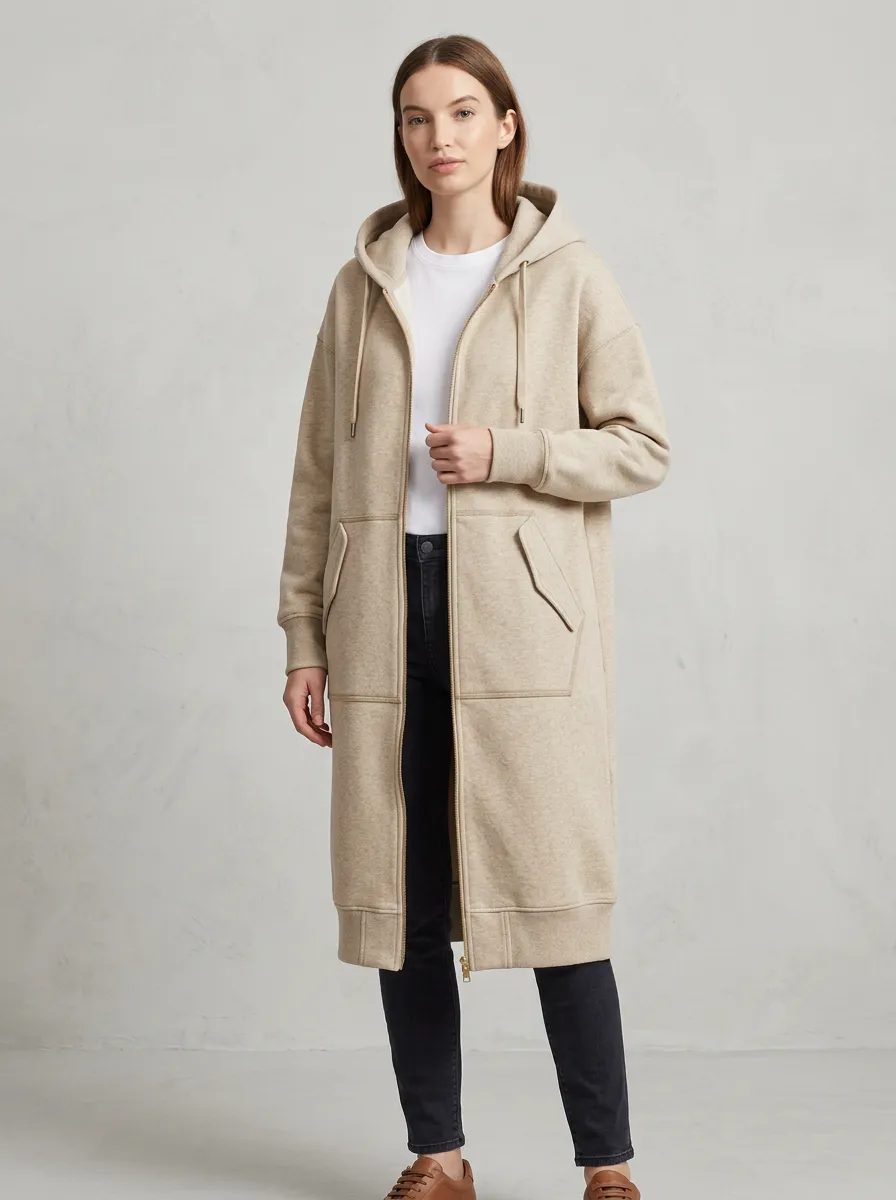 Travel-Ready Long Hooded Coat