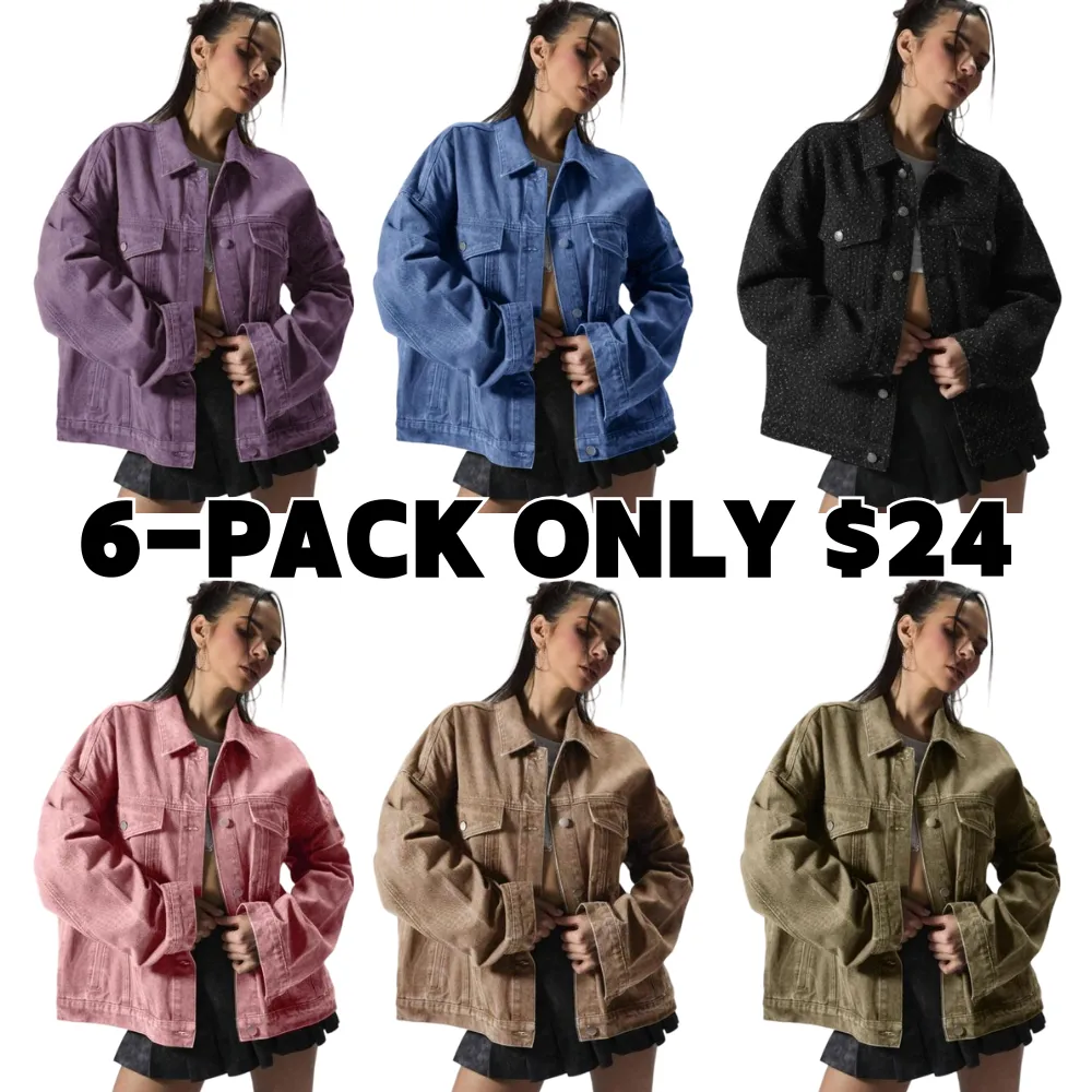 Women's Plain Button Front Drop Shoulder Denim Coat