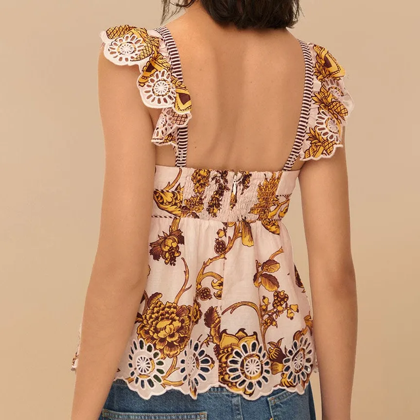 Cotton Tropical-Print Tank Top
