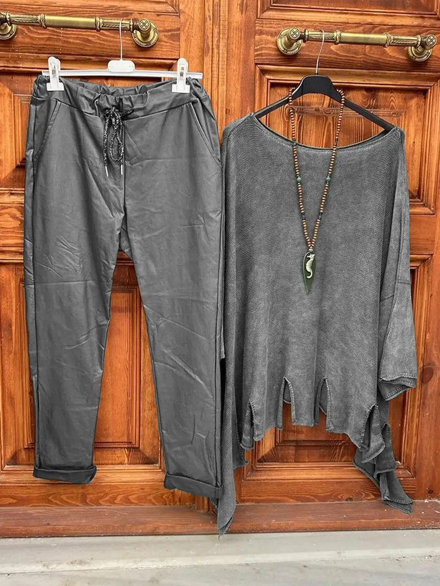 Women's Pure Color Asymmetrical Hem Casual Suits
