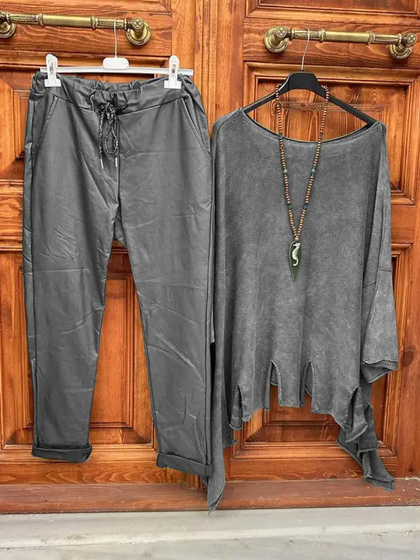 Women's Pure Color Asymmetrical Hem Casual Suits