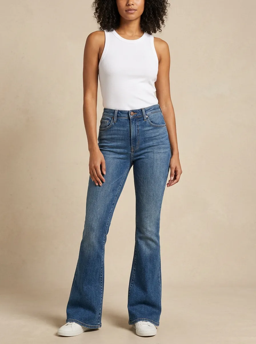 Women's Vintage High-Waisted Flare Denim Jeans