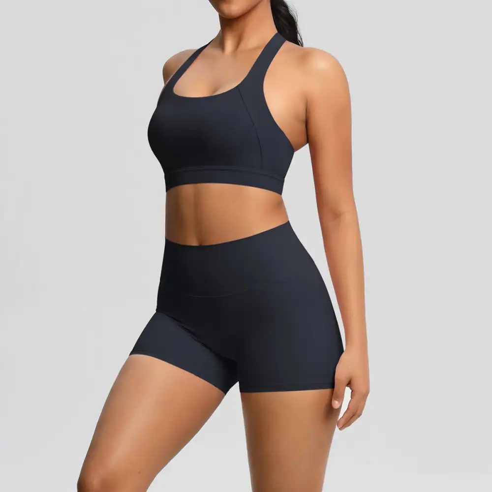 Cross-Back Backless Two-Piece Shorts Active Set