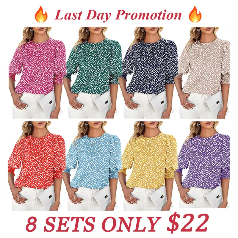 Women's Polka Dot 3/4 Sleeve Blouse