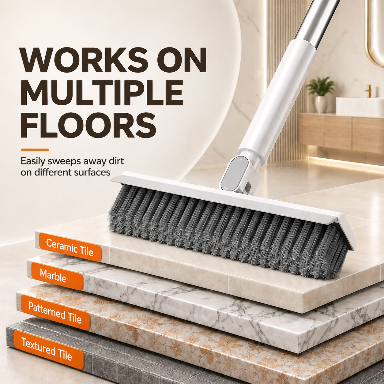 360-Degree Rotating Gap Cleaning Brush - Extendable Adjustable Floor & Track Cleaner - Works Across Common Surfaces