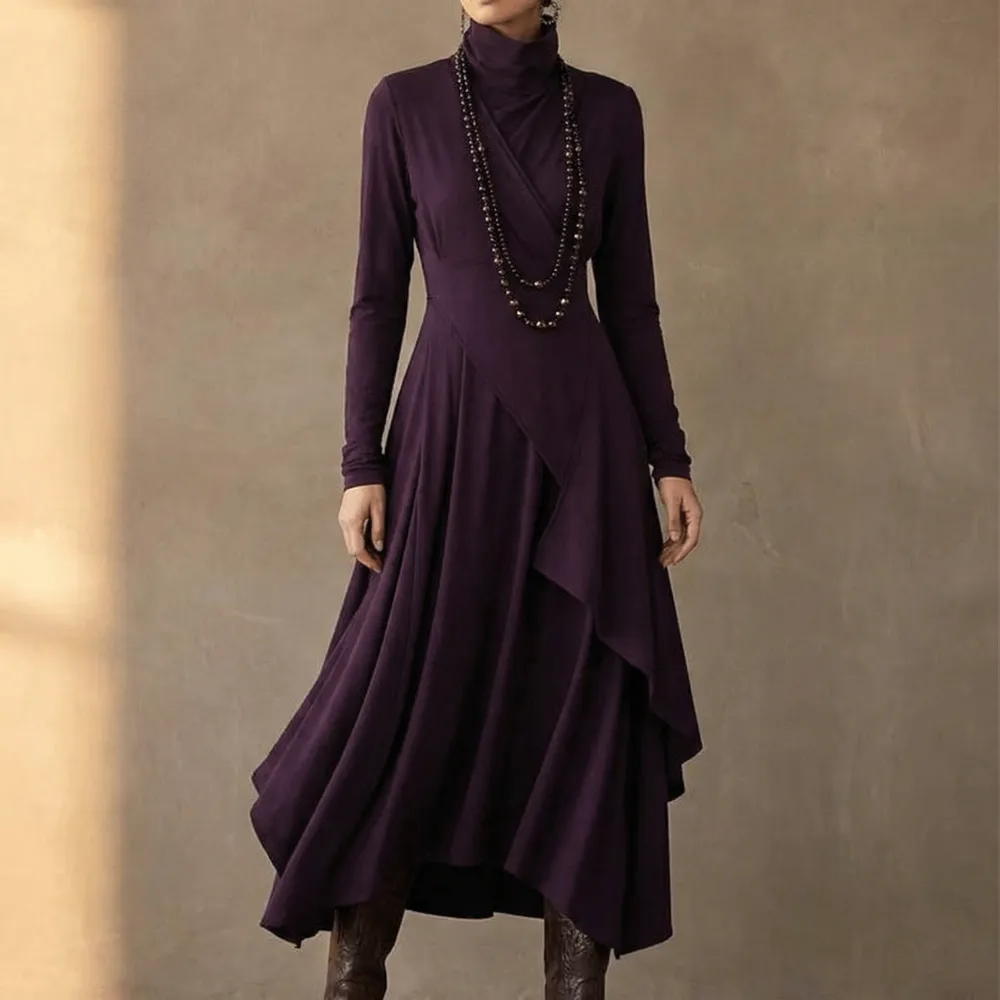 Asymmetrical Draped High Maxi Dress