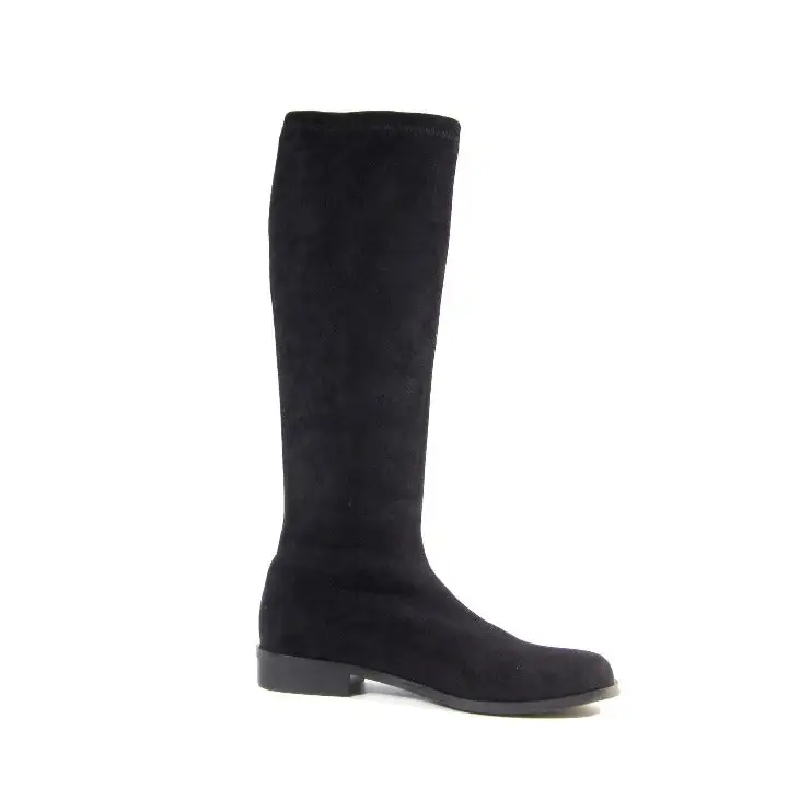 Mixed Texture Slip On Knee High Boots