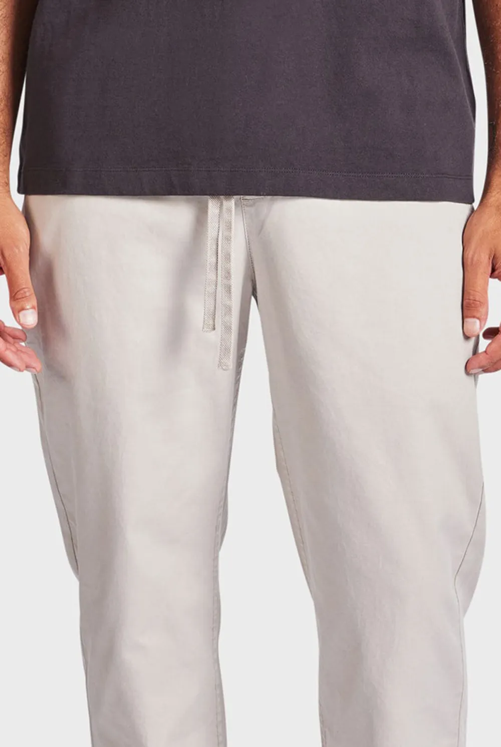 Ice Grey Elastic Waist Slim Chino Pant