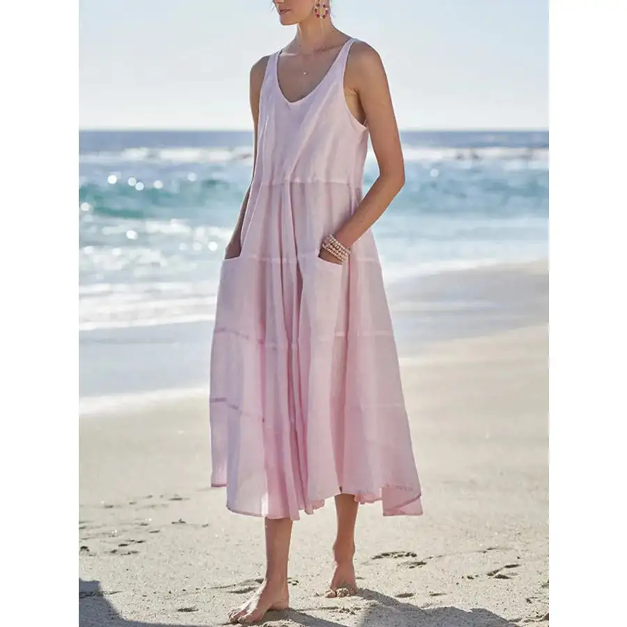 Full Size Tank Midi Dress with Pockets Plus Size